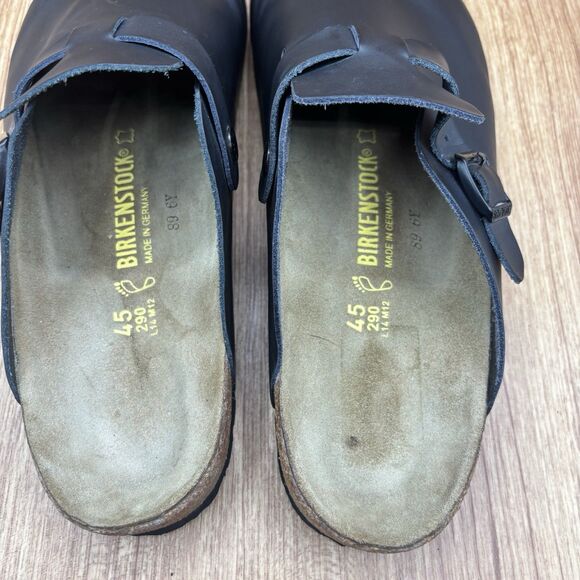 Birkenstock Boston Unisex Black Leather Clogs Mules Sandals Sz EU45, L14 M12 290 - Picture 6 of 11